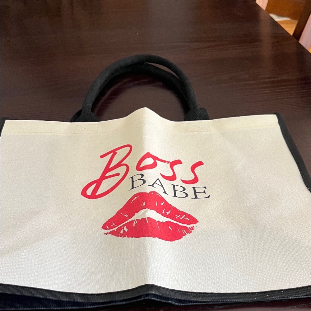 NWOT Boss Babe Tote Bag with Red Lips Design